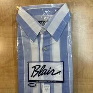 Men's NWT Blair Medium Blue And White Stripes Button Down Dress Shirt